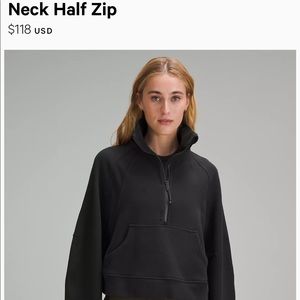 LuluLemon over sized half zip scuba